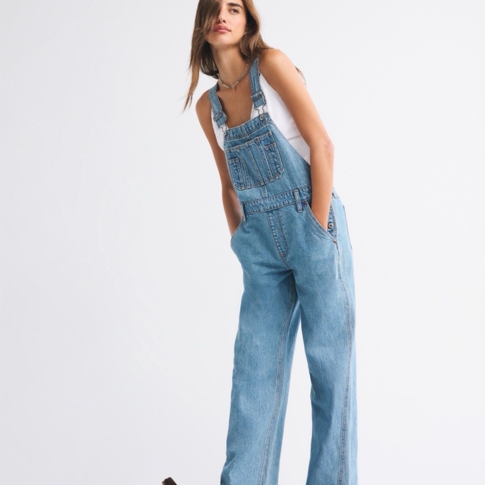 Abercrombie & Fitch Light Blue Denim Overalls